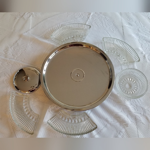 Vintage Kromex Lazy  Susan Divided  Serving Dish - Picture 6 of 13